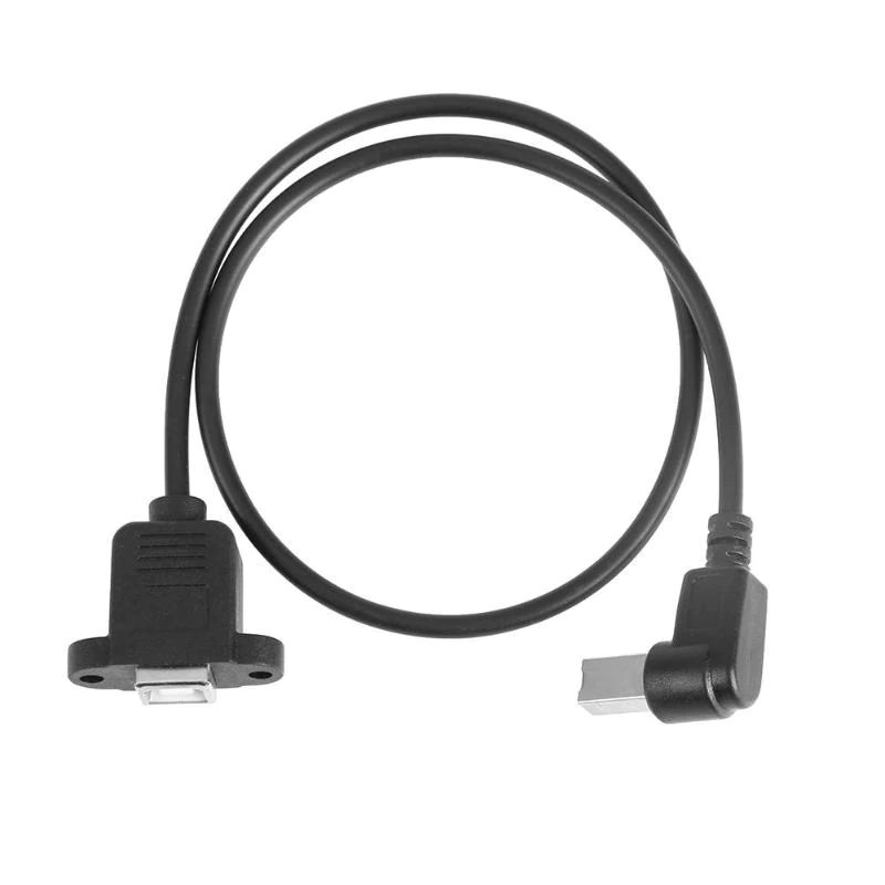 USB-B male hoek naar USB-B female tbv inbouw kabel 50 cm zwart 02